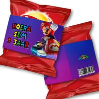 Printable print-bestand maak zelf je traktatie chips wikkel Super Mario