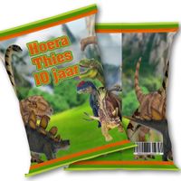 Print bestand printable chips zakje traktatie zelf maken Dino's dinosauriërs