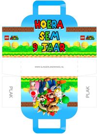 Printable print-bestand maak zelf je traktatie koffertje zakje Super Mario